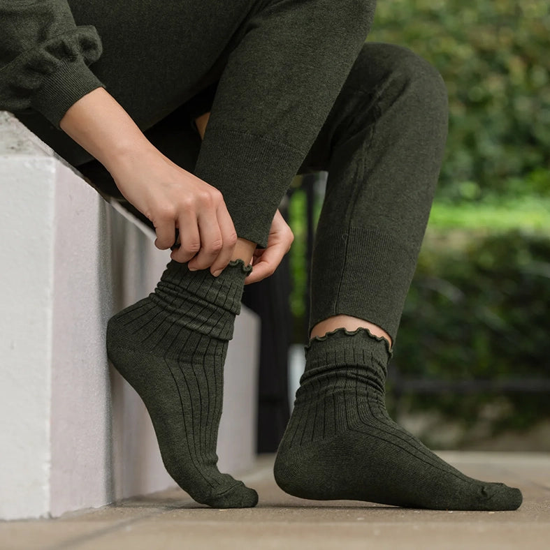 Cotton cashmere socks olive