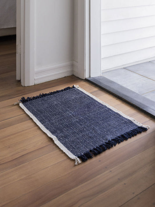 Cotton door mat navy 50 x 70cm