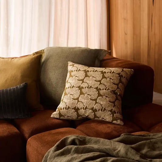 Burton tailored linen cushion cover 50cm khaki