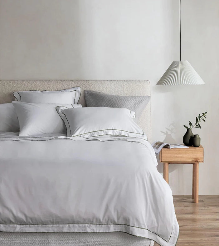 Grosgrain Egyptian cotton pillowcase set white and black