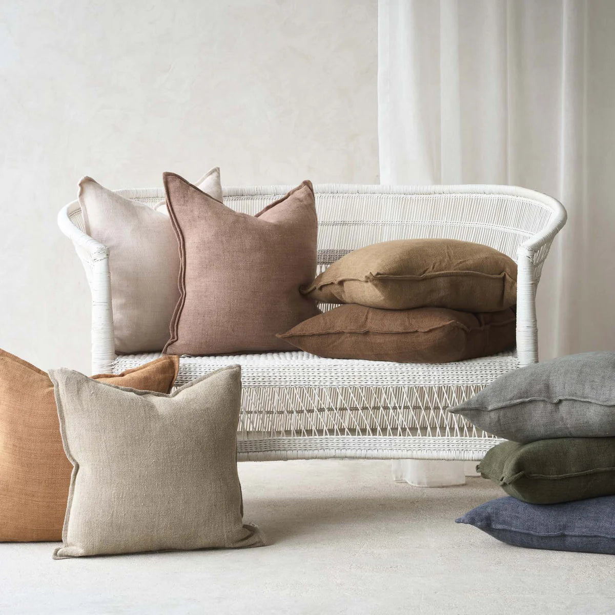 Flaxmill linen cushion cover moss 60cm