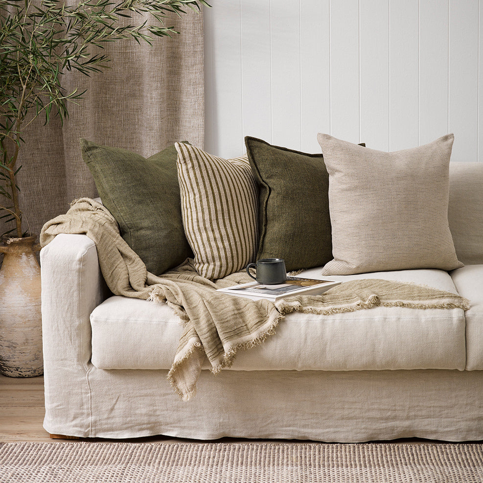 Flaxmill linen cushion cover moss 50cm