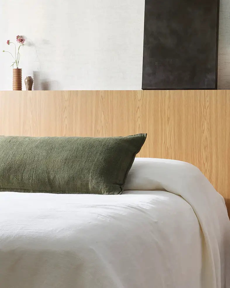 Flaxmill long linen cushion cover 90cm moss