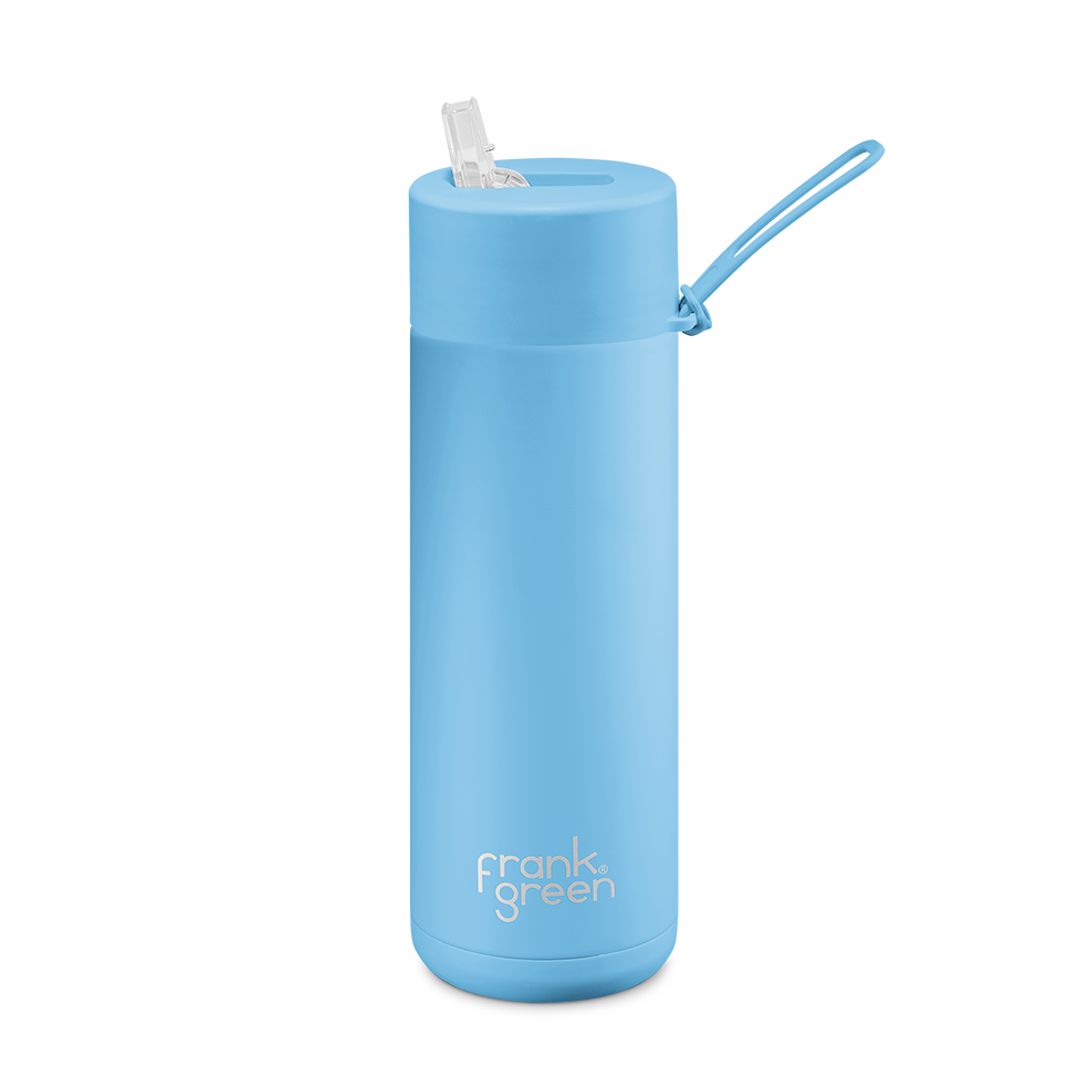 Frank Green drink bottle with straw lid 595ml sky blue