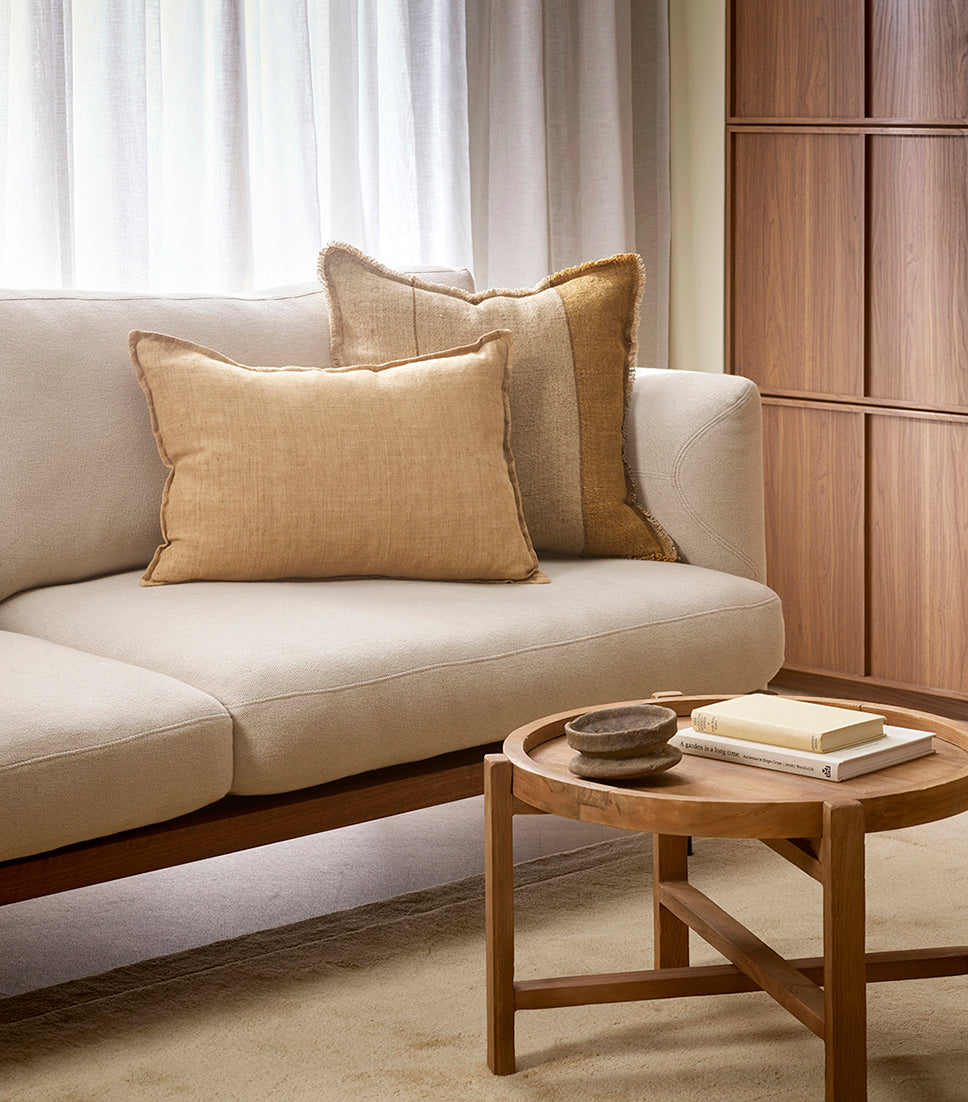 Frankton linen cushion cover 50cm caramel