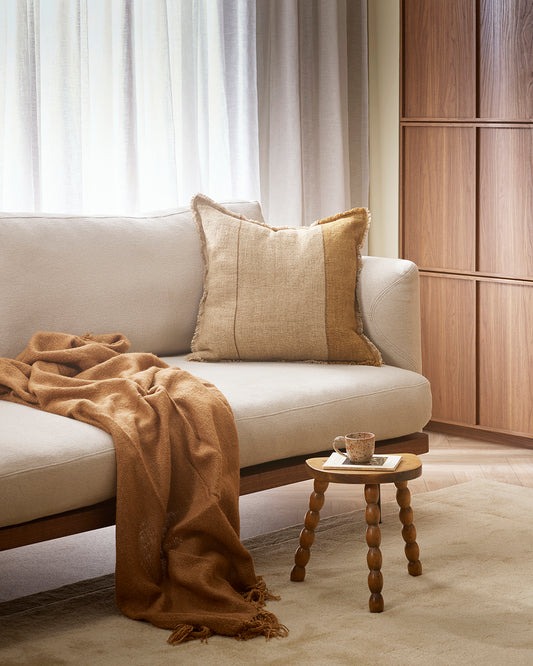 Frankton linen cushion cover 50cm caramel