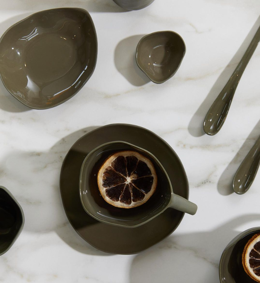 Ceramic spoon 10cm olive green