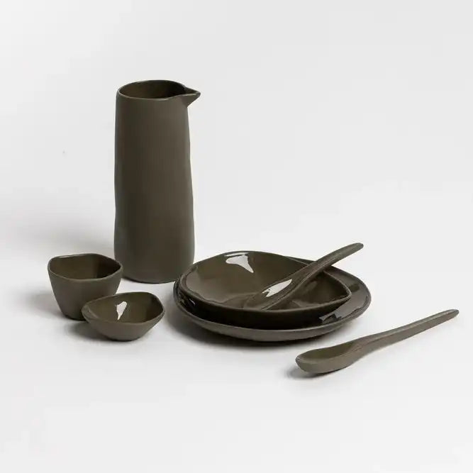 Ceramic spoon 10cm olive green