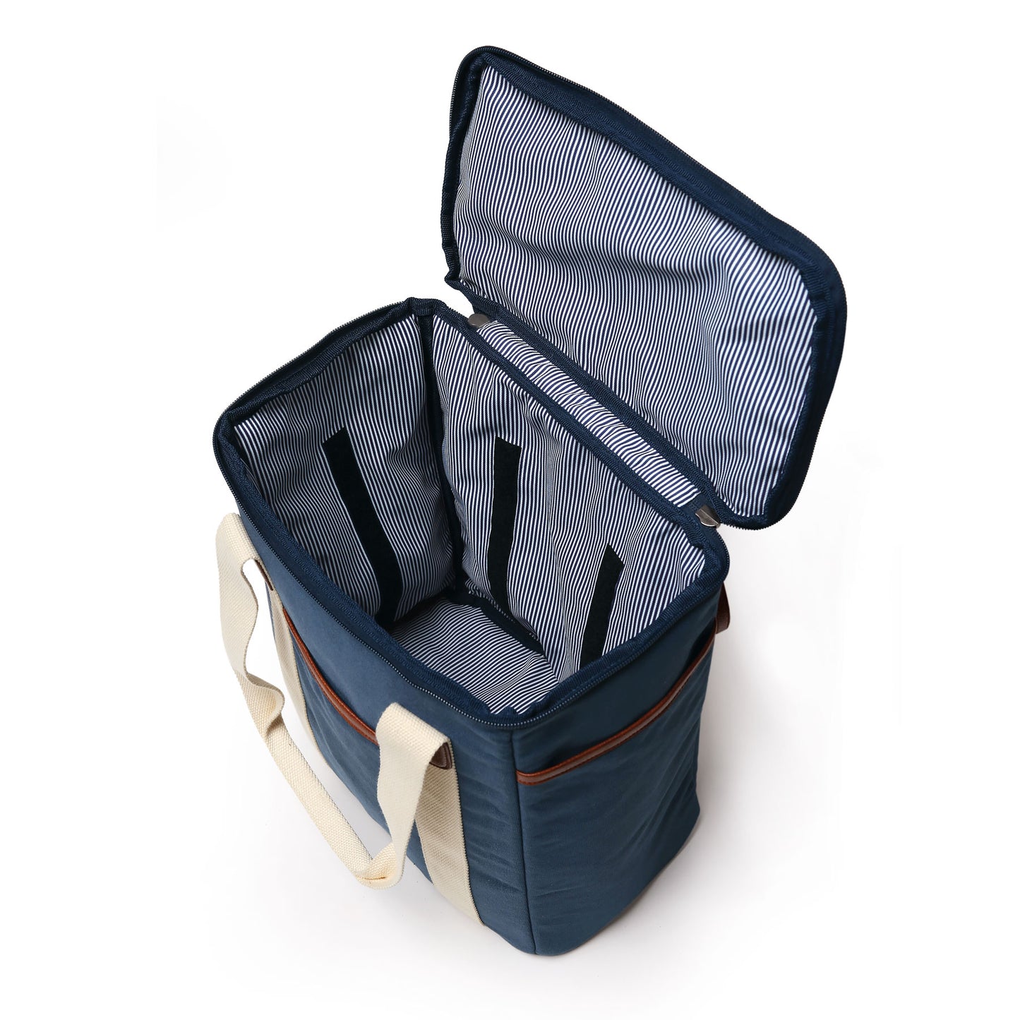 Waxed cotton wine cooler bag navy 18 litre