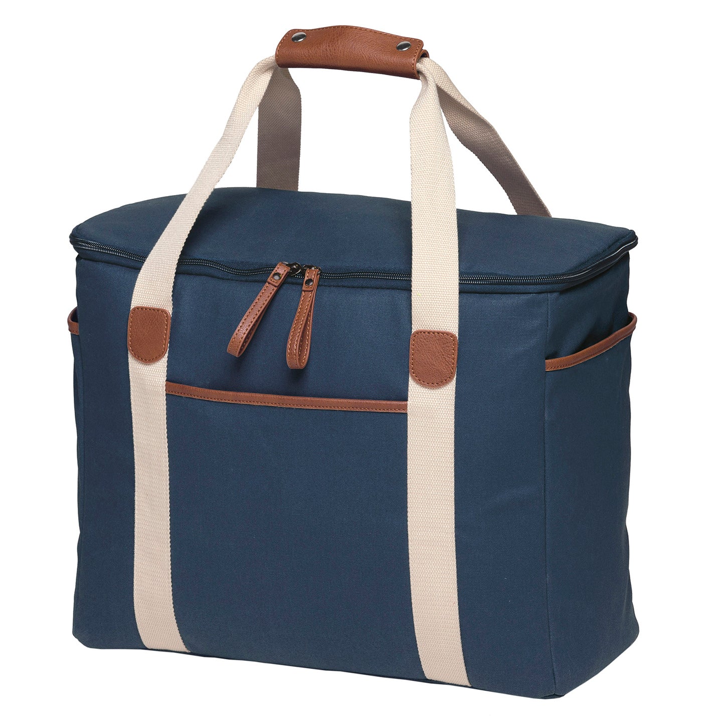 Large waxed cotton cooler bag navy 30 litre