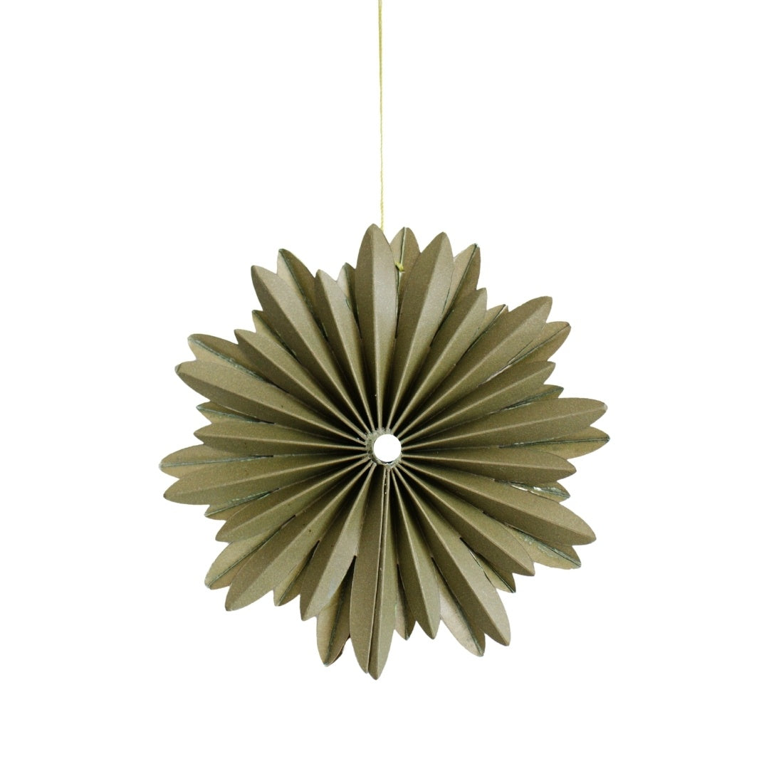 Hanging paper star ornament olive