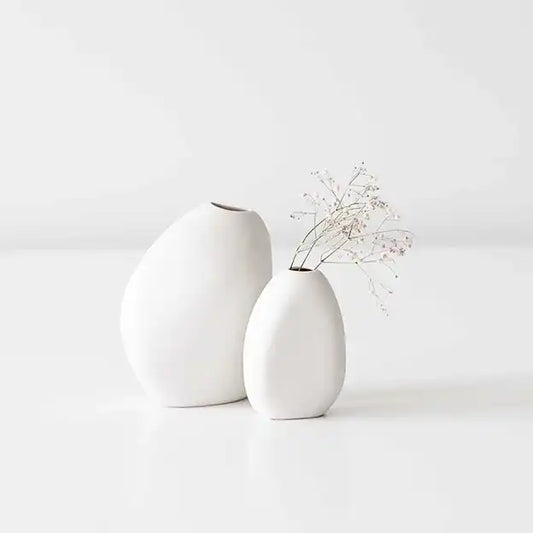 Ceramic bud vase white medium
