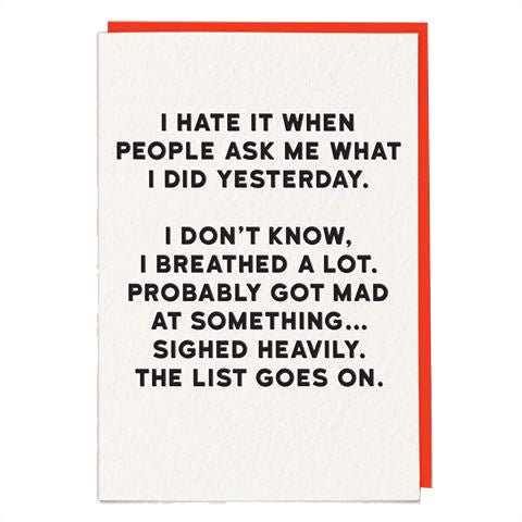 I hate it when people ask card