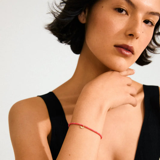 Glass bead bracelet coral