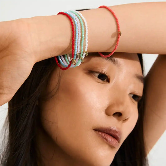 Glass beaded bracelet white