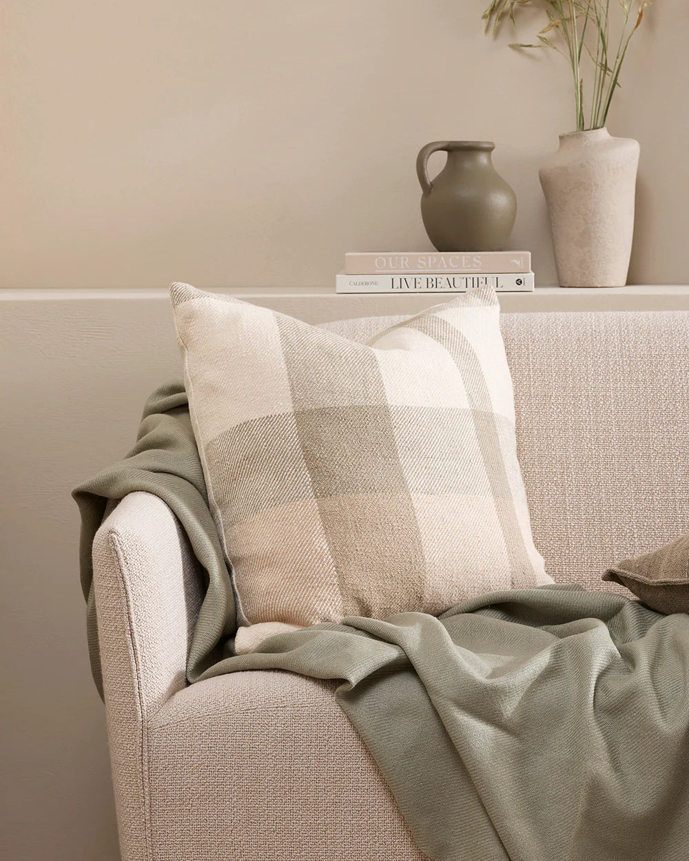 Jefferson plaid cushion cover 55cm sage