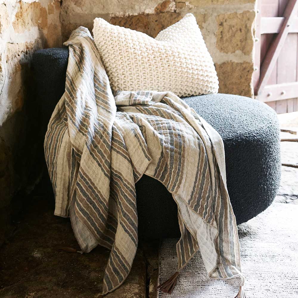 Jeo linen cotton stripe throw 150 x 200cm