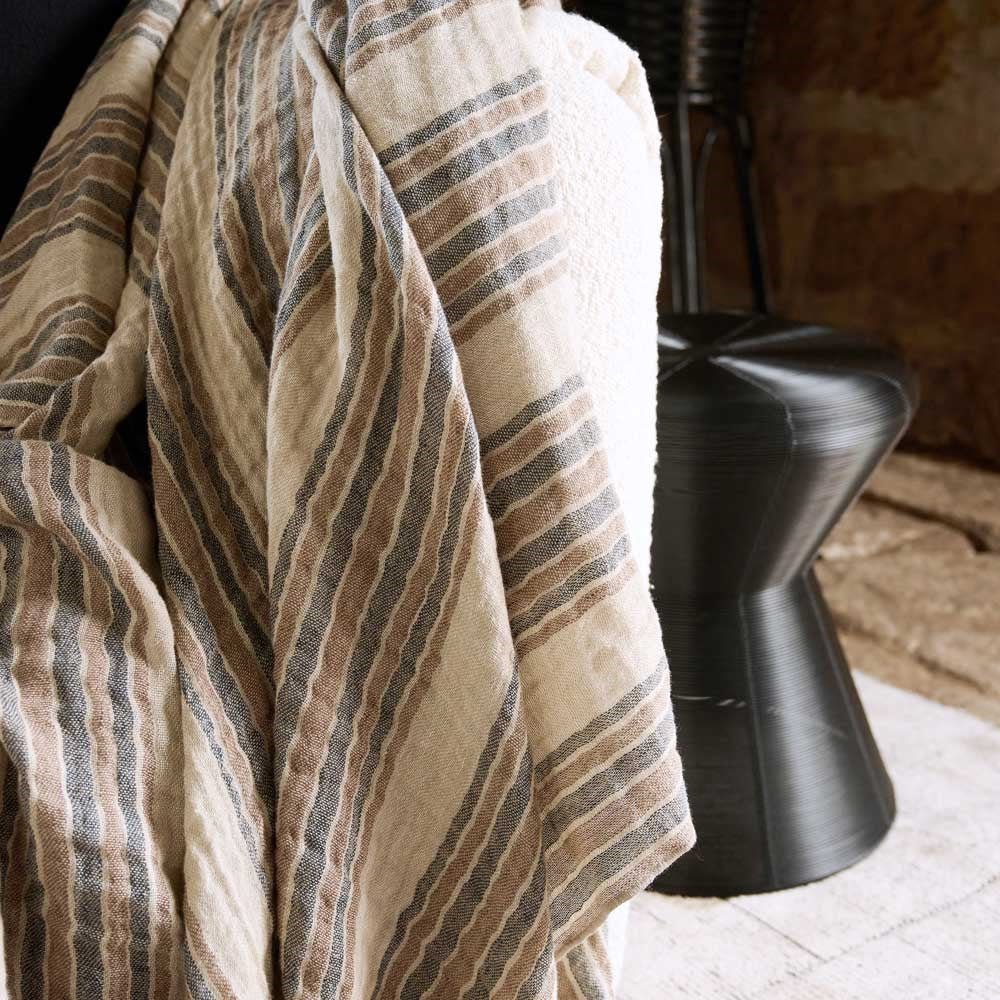 Jeo linen cotton stripe throw 150 x 200cm