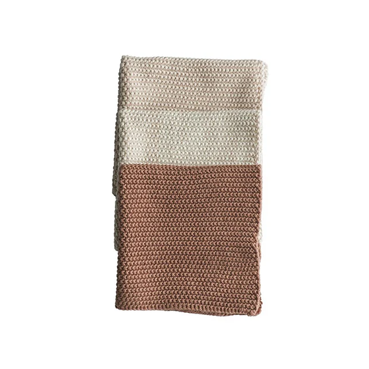 Set of 3 cotton knitted cloths rose
