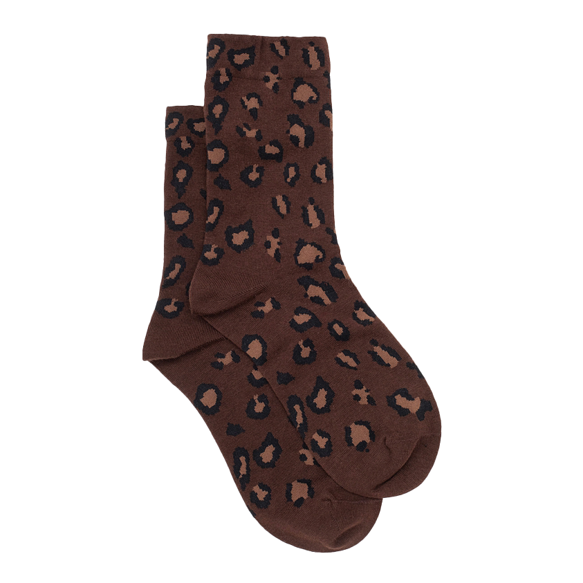 Leopard print socks chocolate