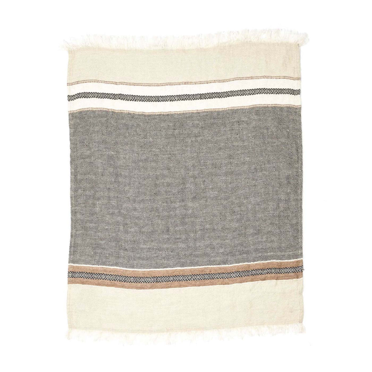 Belgian linen hand towel beeswax stripe
