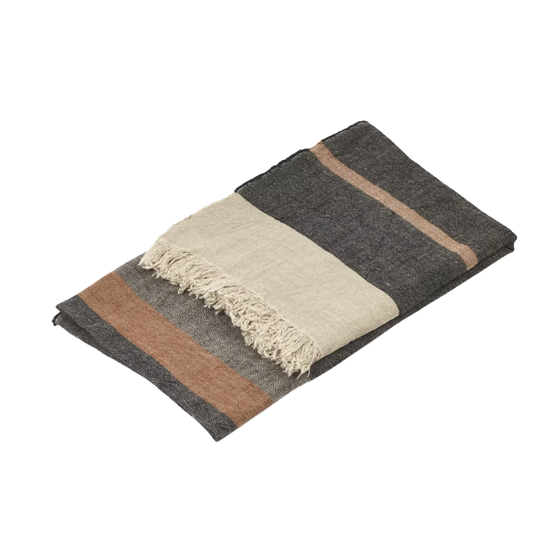Belgian linen hand towel black stripe