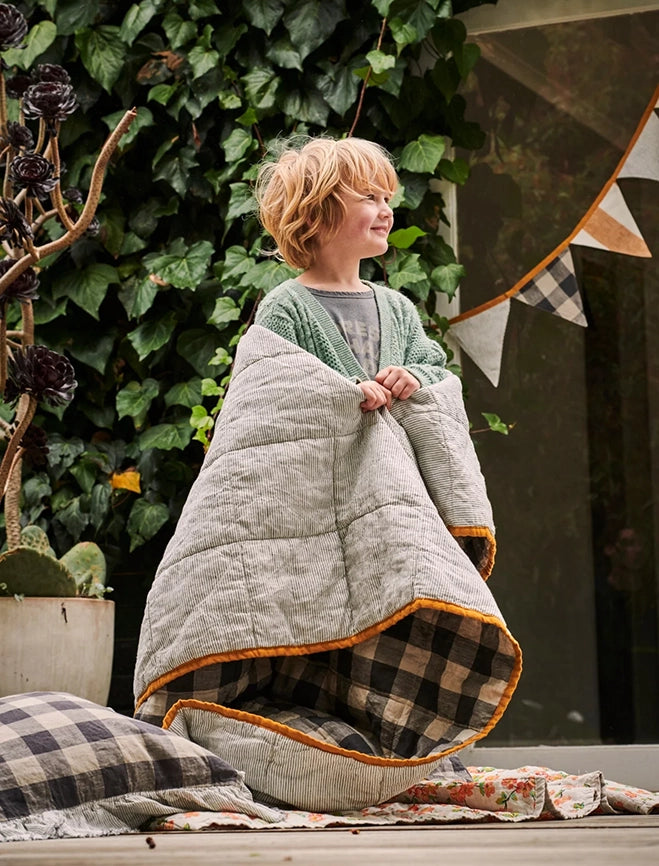 SOW licorice & pinstripe linen quilt