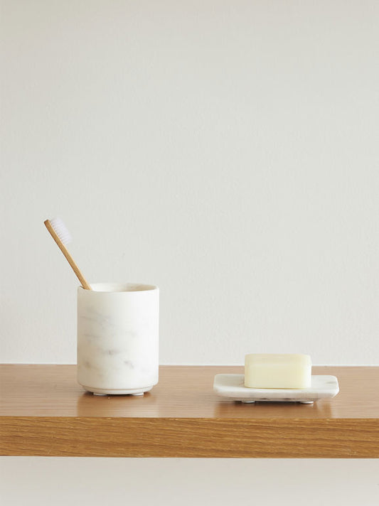 Rectangle marble soap dish white