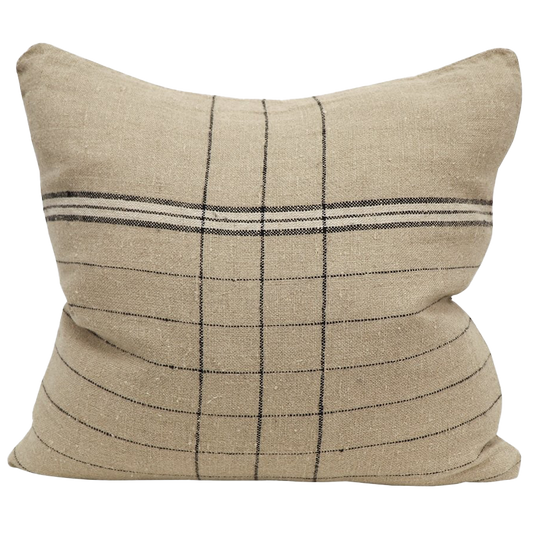 Martina grid linen cushion cover 55cm