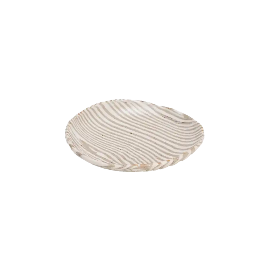 NZ made Mystery Creek small dish natural stripe 13cm