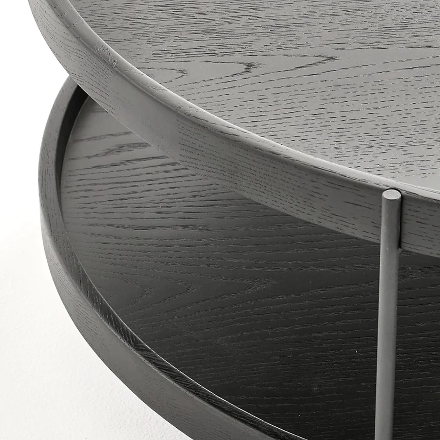 Norse two-tier oak coffee table black 69cm black