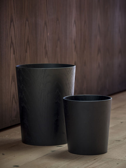 Oak veneer rubbish bin 30cm black