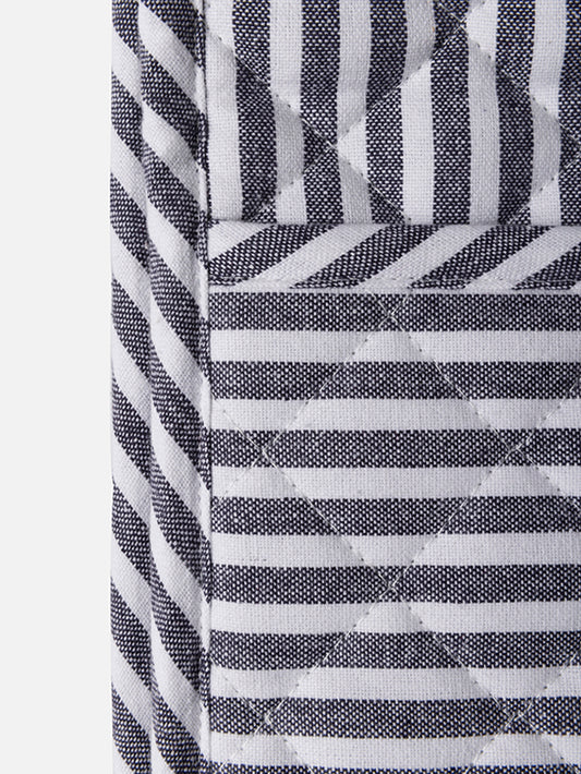 Classic stripe double oven glove navy
