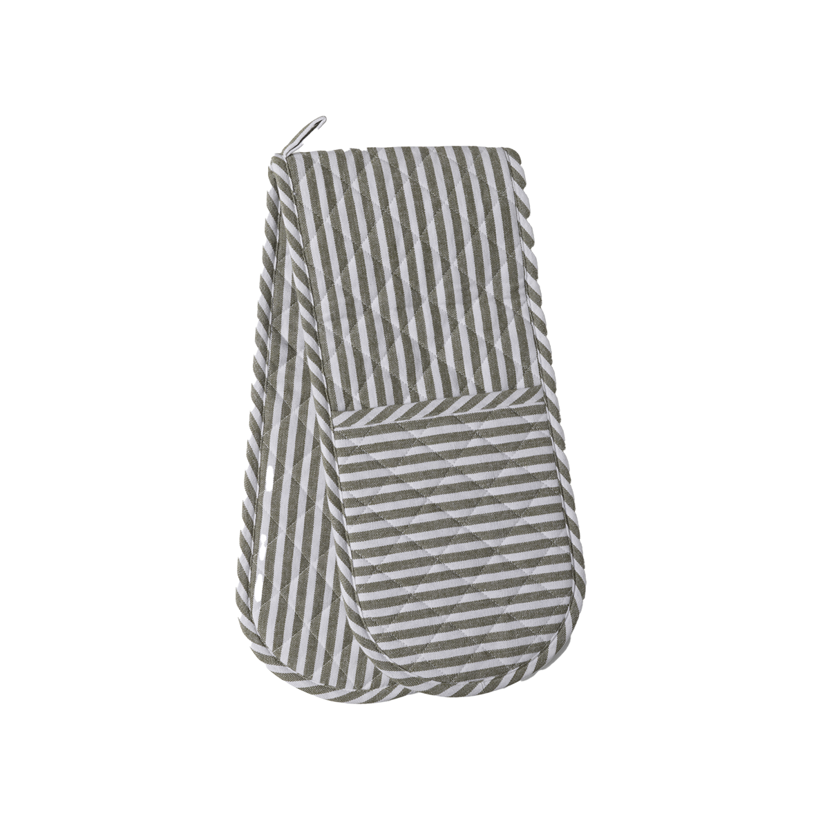Classic stripe double oven glove olive