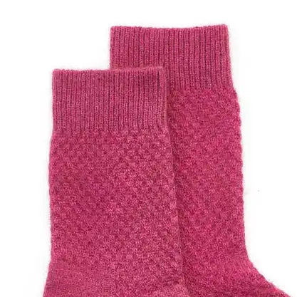 Possum merino honeycomb wool socks fuschia