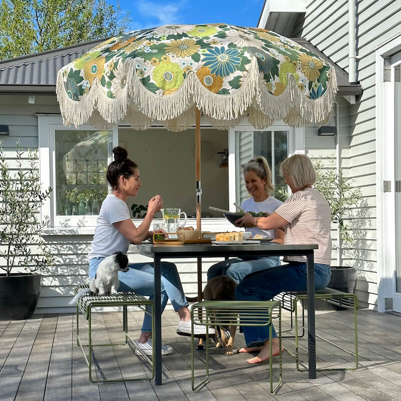 Retro floral beach umbrella