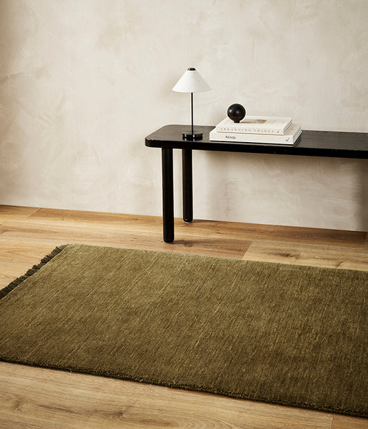 Sandringham wool floor runner moss 90 x 500cm