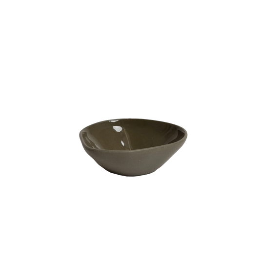Ceramic organic shaped dish olive 11cm