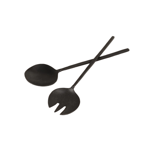 Handmade mini iron salad servers 20cm black