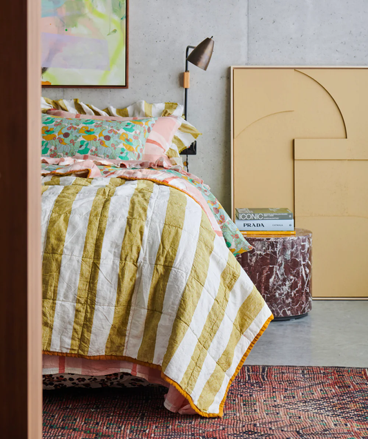 SOW floss & kelp linen quilt