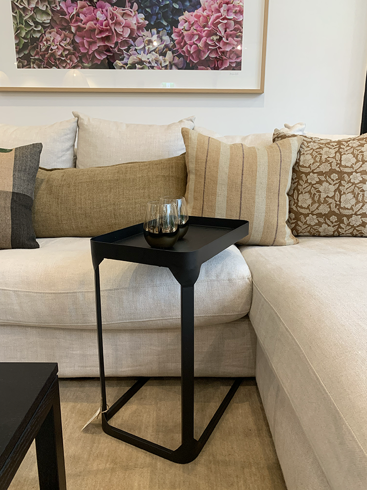 Metal sofa side table rectangular black 30cm