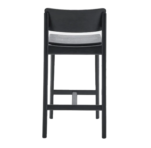 Solid oak counter stool with back black