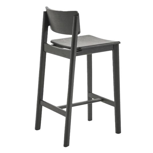 Solid oak counter stool with back black