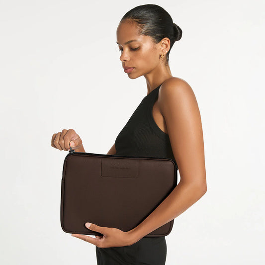 Before I Leave leather laptop case cocoa