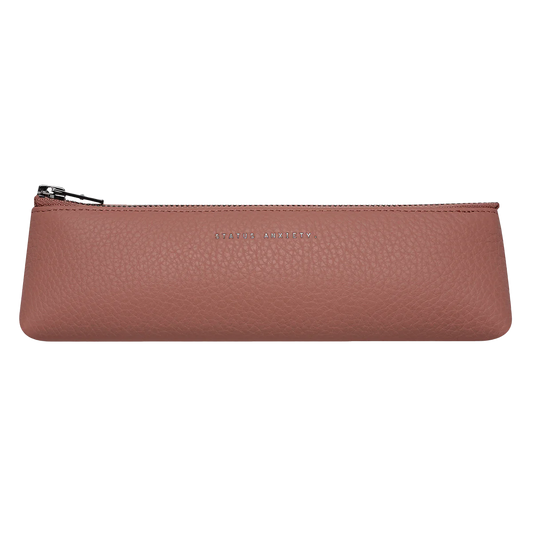 Status Anxiety small leather makeup case dusty rose