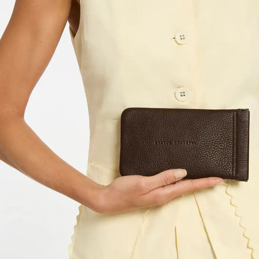 Leather sunglasses pouch cocoa