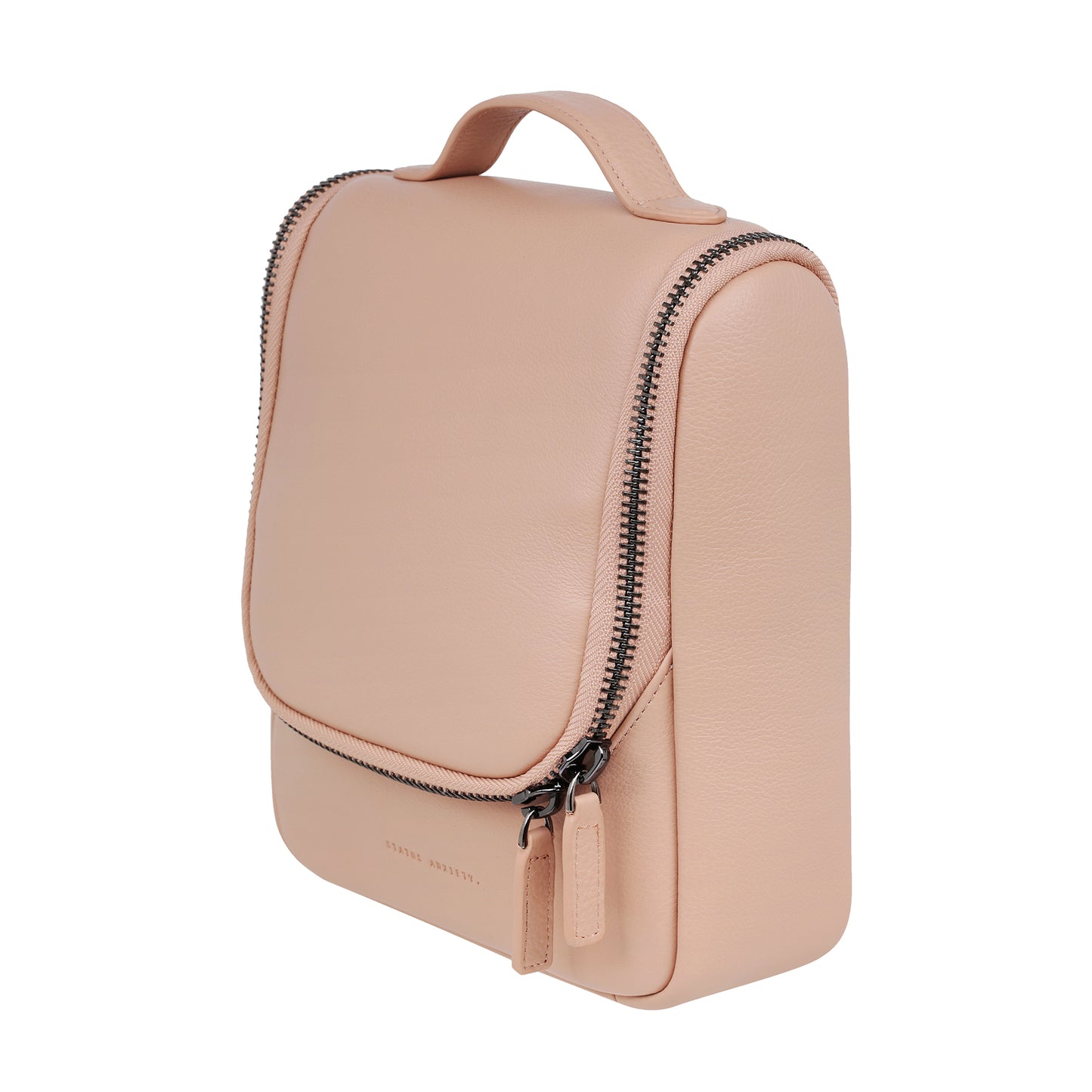 Leather hanging toiletry organiser pink