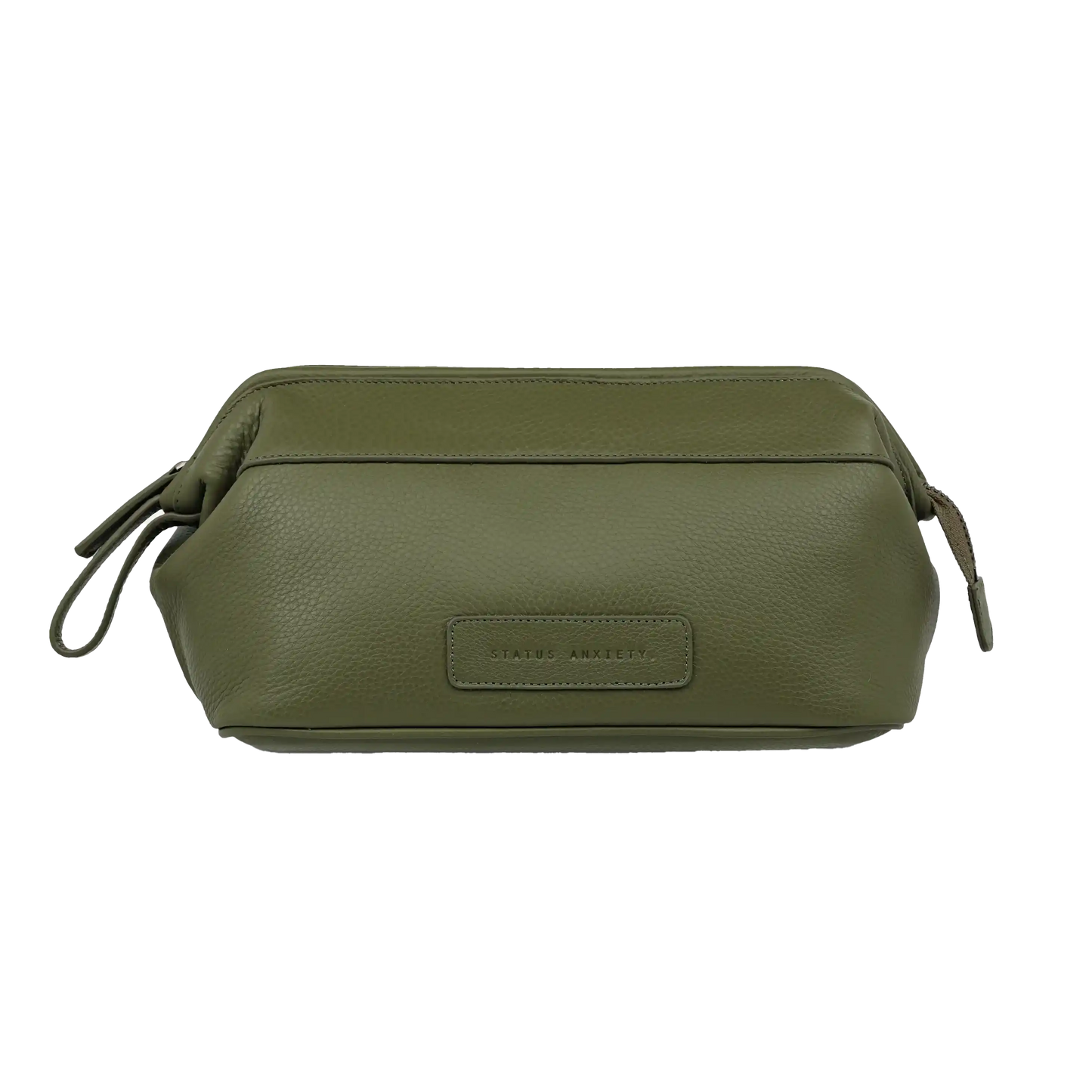 Status Anxiety leather toiletry bag khaki large
