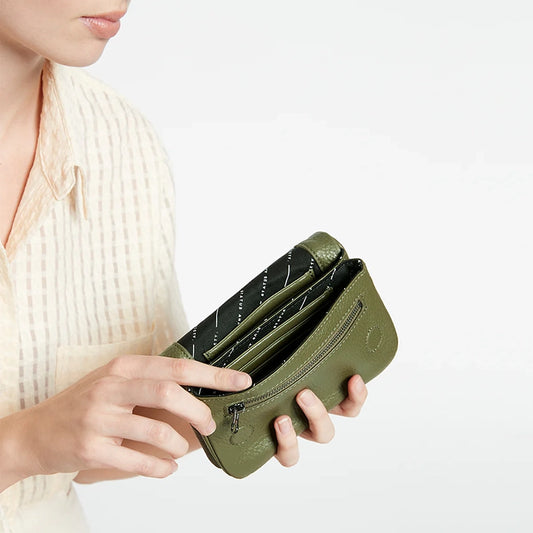 Impermanent leather wallet khaki