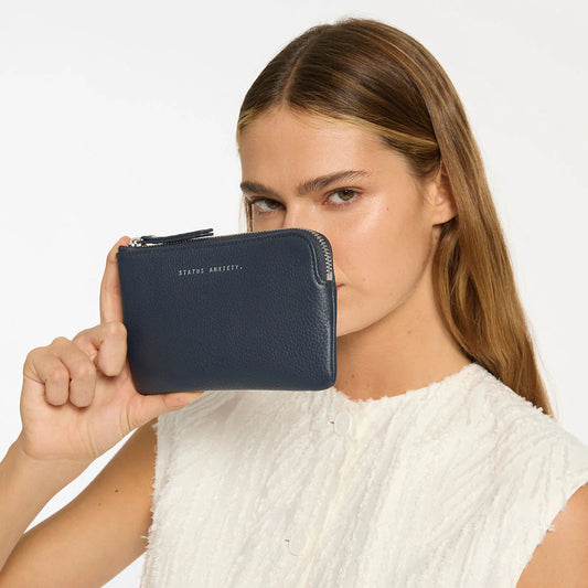 Smoke and mirrors leather wallet midnight blue